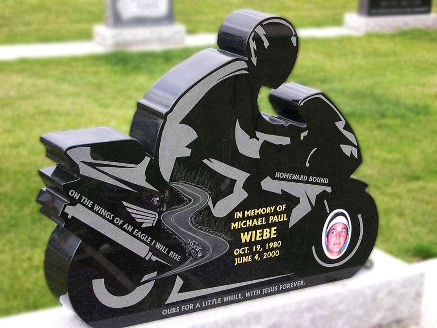 custom black granite motorcycle memorial